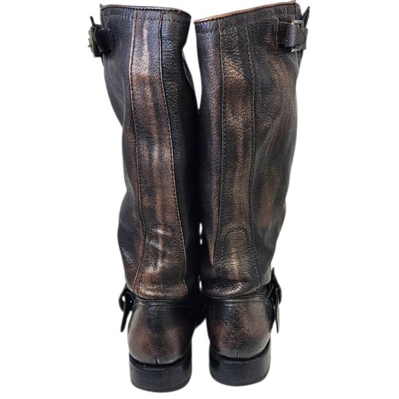 FRYE Womens Veronica Bronze Brush Off Slouch Leather Boots, Tall, Buckle, Sz 8 - Picture 6 of 11